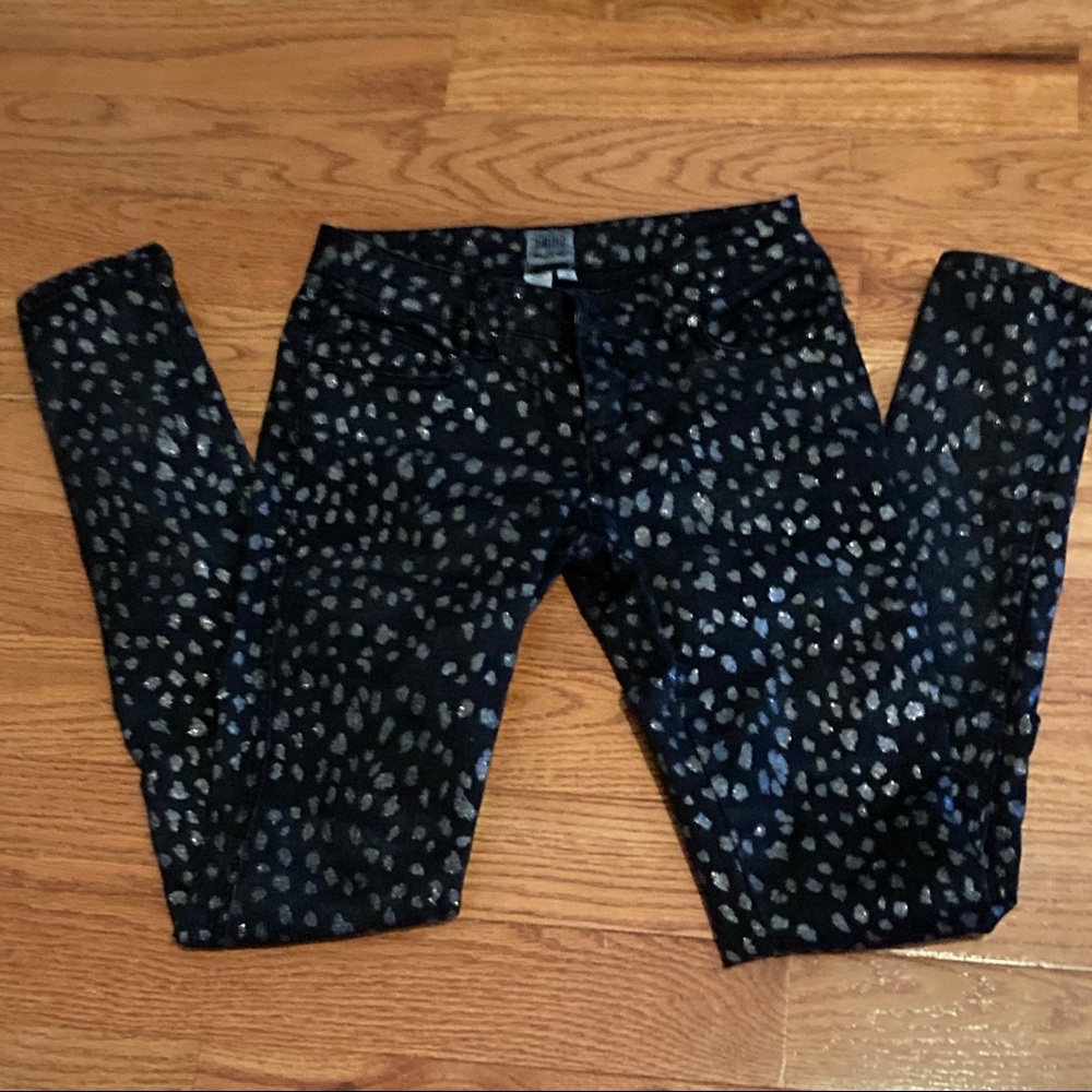 Tripp NYC metallic silver glitter animal print jeans